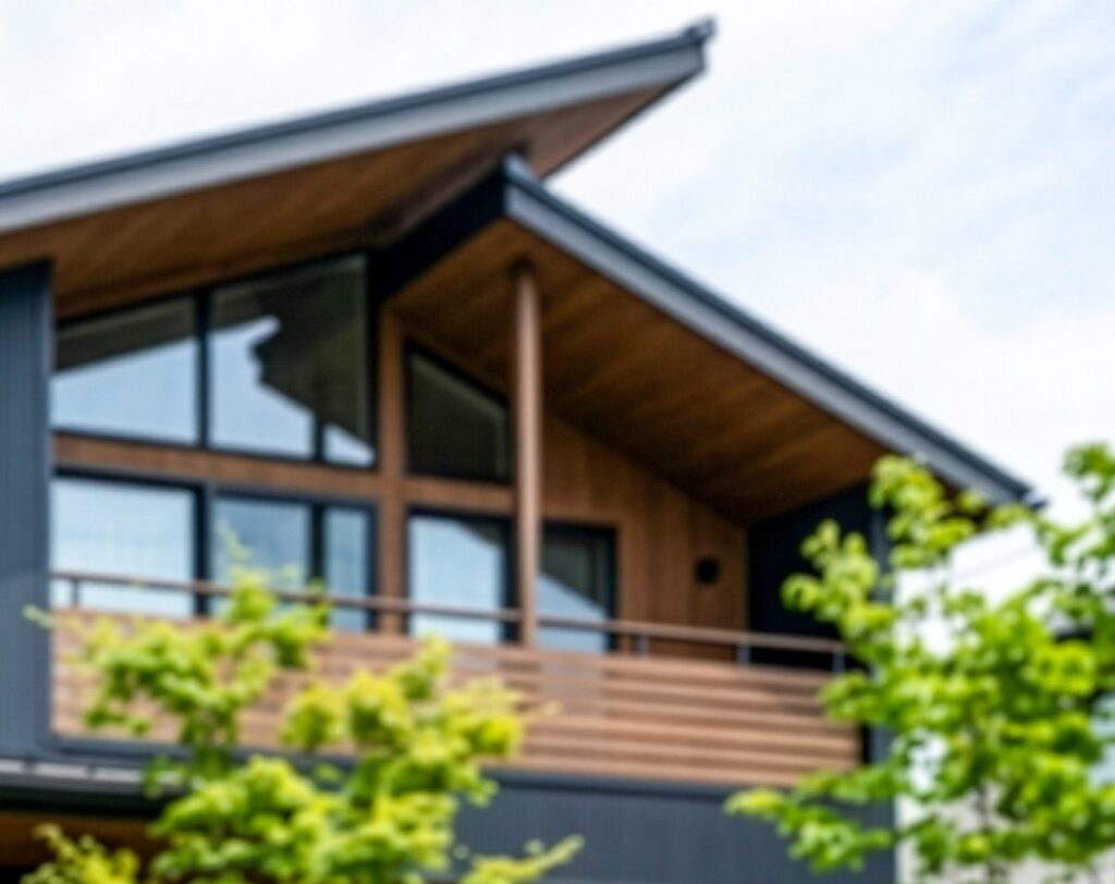 門柱の色は建物の木部に合わせ、通りから見たときに一体に見せています。